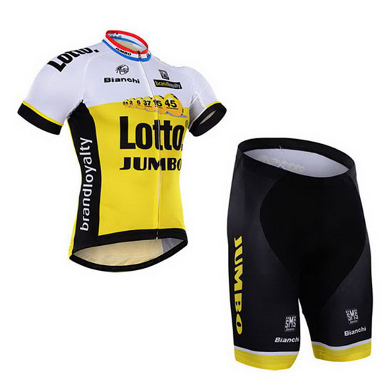 2016 Maillot Lotto Tirantes Mangas Cortas Blanco Amarillo